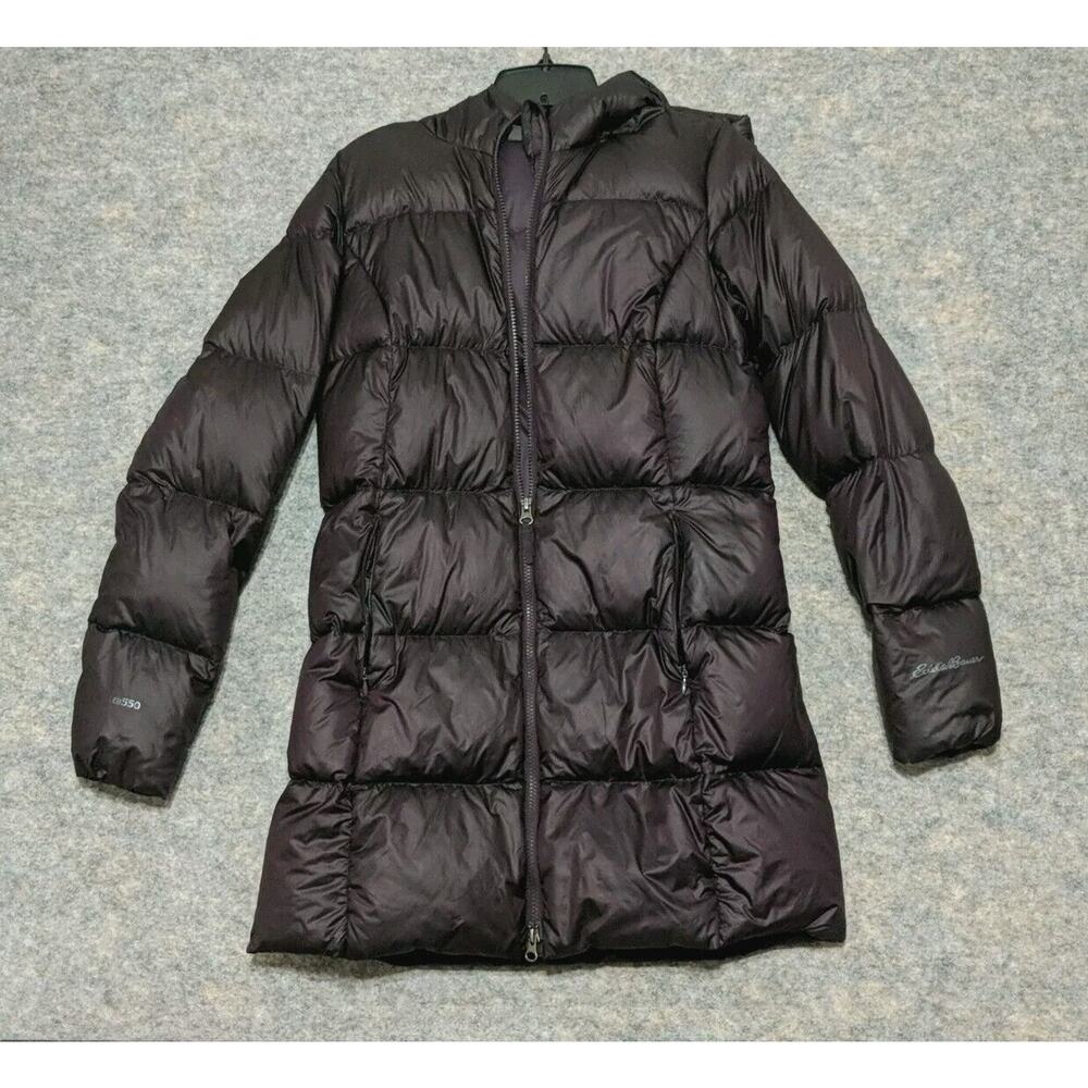 Eddie Bauer EB550 Luna Peak Down Puffer Jacket Hood Parka Eggplant Women's Small